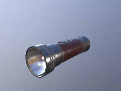 Flashlight Game Ready metal bottle Low-poly 3D model