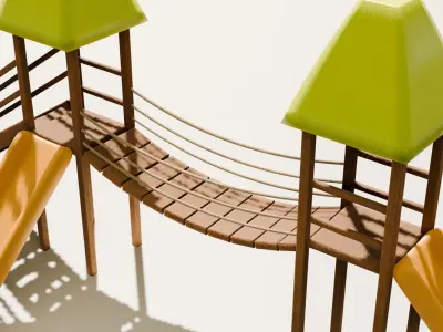 Playground castle with a slide Low-poly 3D model