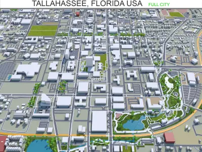 Tallahassee Florida USA 50km Low-poly 3D model