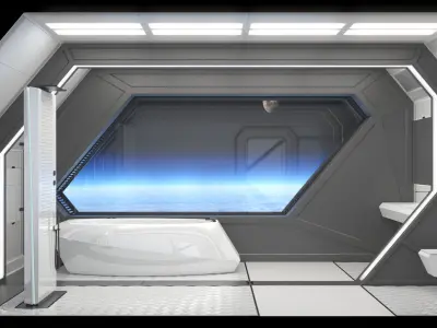 Spaceship Bathroom Interior Scene 3D model