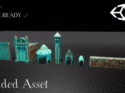 Fantasy Ancient Castle Modular Kit 3D Kitbash Environment Low-poly 3D model