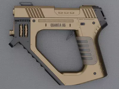 Quanta 05 SciFi Concept Futuristic Handgun Brown Color 3D model