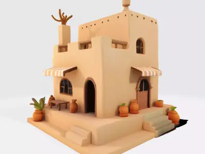 Desert Oasis Home 3D Model  3D print model