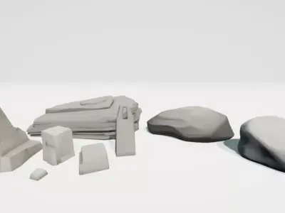 Forest Stylized Rocks Low-poly 3D model