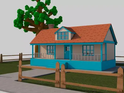 Cartoon House Low-poly 3D model