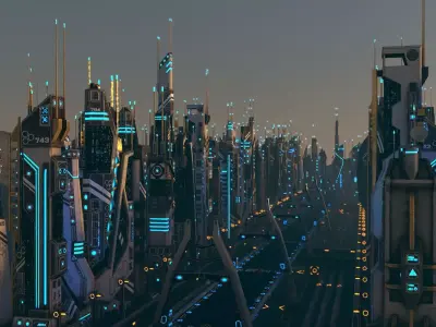 Mega Sci-Fi City Package Low-poly 3D model