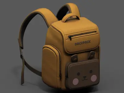 Backpack Camping color bag baggage pockets  Low-poly 3D model