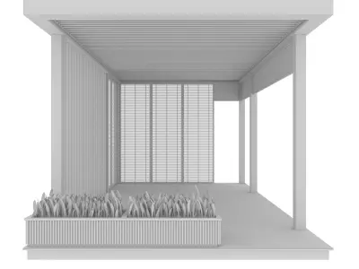 Pergola outdoor gazebo with wooden floor 3D model