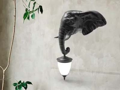 Elephant Head Wall Lamp 3D print model