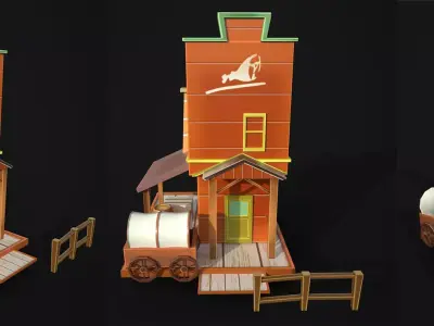 Low poly Butcher shop  Low-poly 3D model