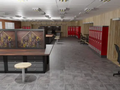 Workshop Interior  Low-poly 3D model