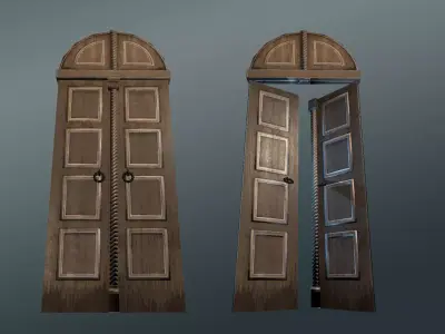 Wooden Door with Detailing Low-poly 3D model