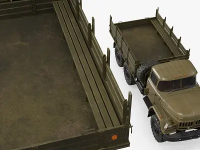  ZIL-131 6x6 Military Truck with Cargo Bed Olive 