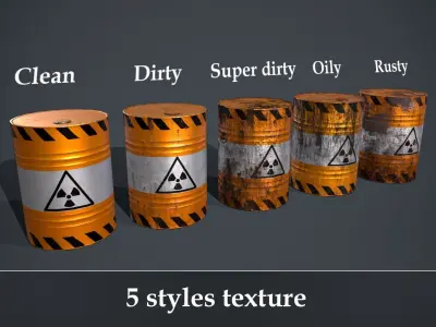 Metal Barrels Low-poly 3D model