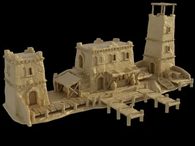 Small Desert Dock Tabletop Terrain 28 MM 3D print model