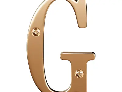 Letter G House Letters Solid Bright Brass 3D model