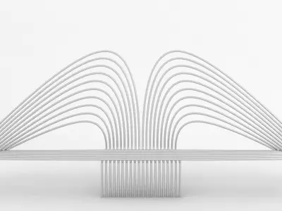 bench made of metal with wavy lines 3D model