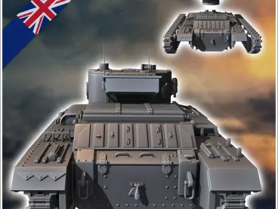 Valentine Mark Mk XI infantry tank - UK United WW2 Kingdom Briti 3D print model V1