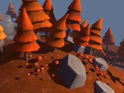 Autumn Forest Low-poly 3D model