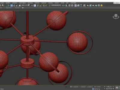 Opal Glass 3 Tier Modo Pendant Lighting Low-poly 3D model