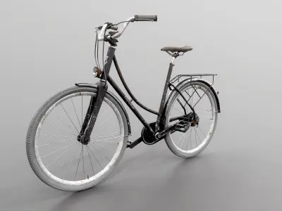  Realistic Aged 3D Model of Dutch City Bicycle PBR Textured 