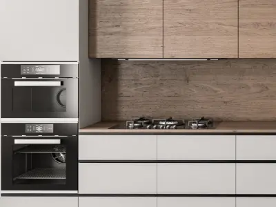 Kitchen Modern - White and Wood 35 3D model