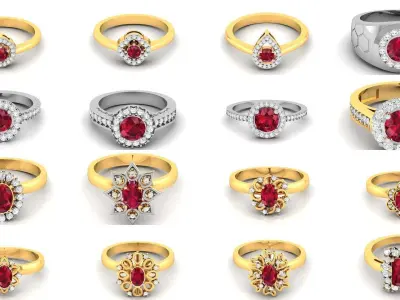 55 Ruby Cocktail Ring  3D Model Pack
