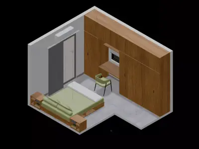 Isometric Master Bedroom 3D render design element 3D model