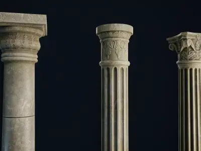 Garden Columns modular Low-poly 3D model