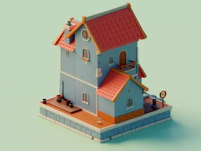 Stylized House Low-poly 3D model Low-poly 3D model