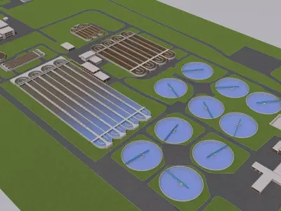 Water Waste and Sewage Treatment Plant 3D model