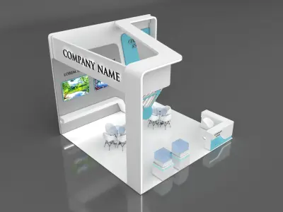 Booth Exhibition Stand Stall 6x6m Height 500 cm3 Side Open 3D model