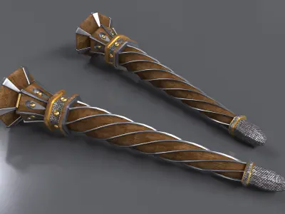 TORCH pair of swords Low-poly 3D model