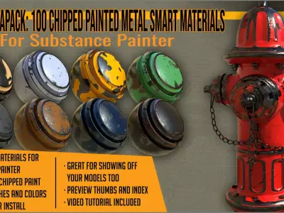 100 Chipped Painted Metal smart materials for Substance Painter Texture