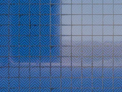 Modern Glossy Cobalt Blue Chevron Accent Tiles PBR Seamless Texture