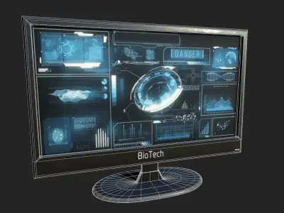 Futuristic Display Monitor Low-poly 3D model