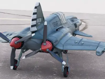  Viper P-40 Fighter Aircraft Concept  3D model