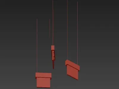 MONDRIAN three gold and pendant lights hanging from ceiling 3D model