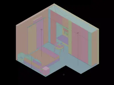 Isometric Master Bedroom Interior 3D model
