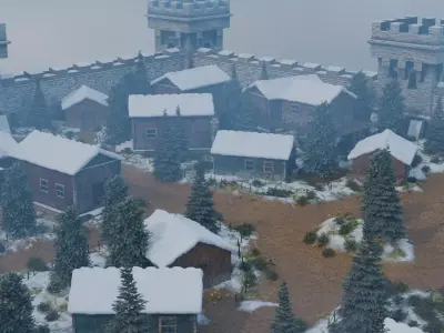 Winter Castle Town 3D model