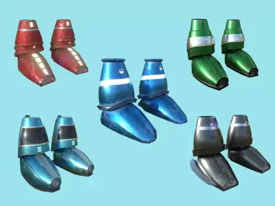05 Sci-Fi Boots - Character Design - Megaman Robot Style 3D Model Pack