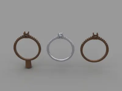 Thin Solitaire Dainty Engagement Ring Share Prong Shank 3D print model