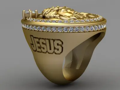 Jesus Diamond Ring 3d Print Model  3D print model