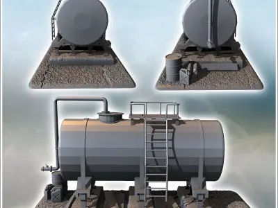 Large industrial tank with supporting structure and additional b 3D print model