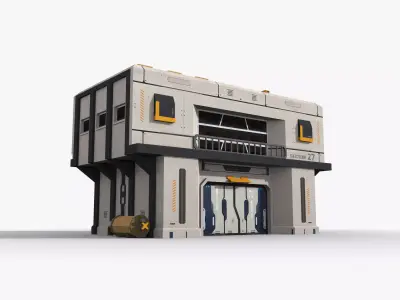 Factory Industrial Sci Fi x7 Low-poly 3D model