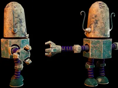 Cartoon Character Robot Low-poly 3D model