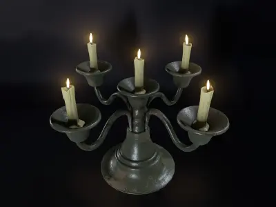 Candle Stand 01 Low-poly 3D model
