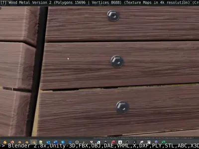  Round Tree Bench - 7 - Wood Metal Version 2 Low-poly 3D model