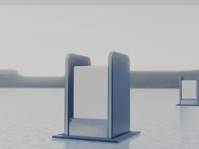 Street Light 8 Bollard 200mm Futuristic Blue Version 1 Low-poly 3D model