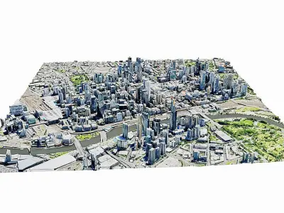 Melbourne city Low-poly 3D model
